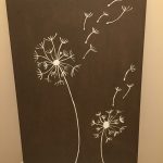 Dandelion Painted on Stained Wood
